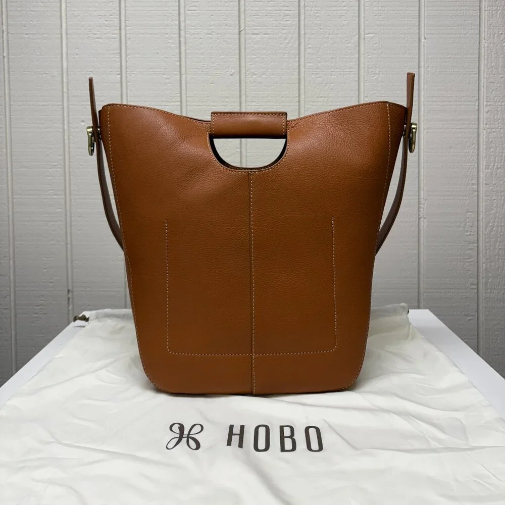 HOBO Tan Leather Shoulder Bag with Cut-Out Handle - Picture 2 of 8